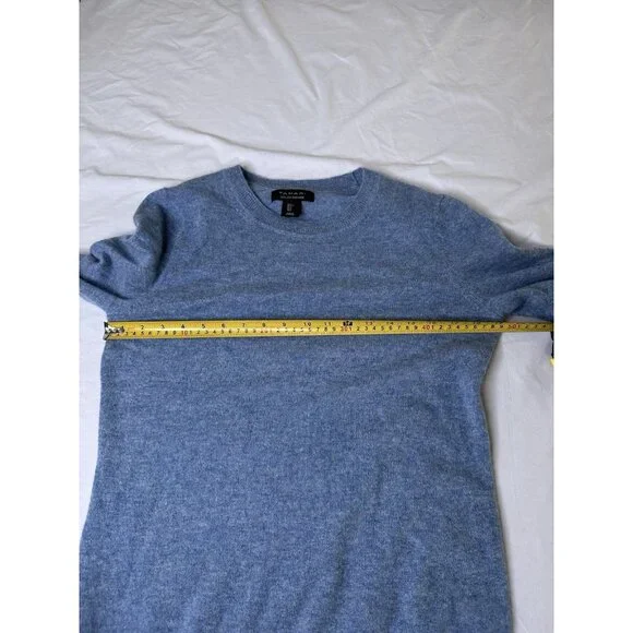 TAHARI Women’s 2-ply Cashmere Sweater Crew Neck Blue L - Picture 5 of 8